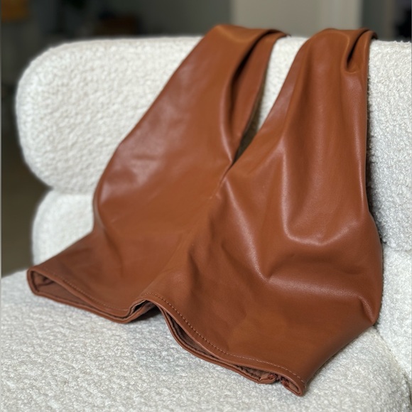 STAUD Vegan Leather Open Back Halter Crop Top - Picture 3 of 7